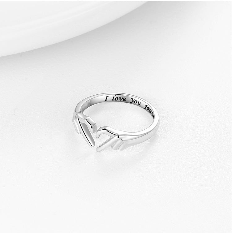 Romantic Heart Hand Hug Fashion Ring For Women Couple Jewelry.