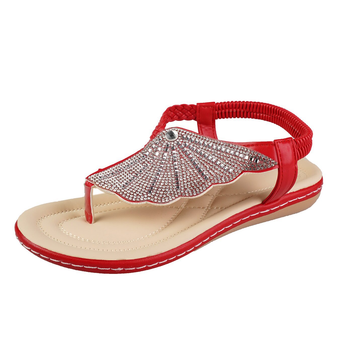 New Rhinestone Shell Flip-Flops Sandals Summer Beach Shoes