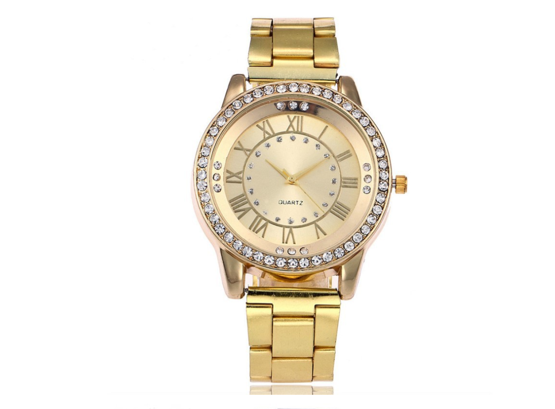 Vansvar Brand Rose Gold Watch Luxury Women Dress Rhinestone Quartz Watch Casual