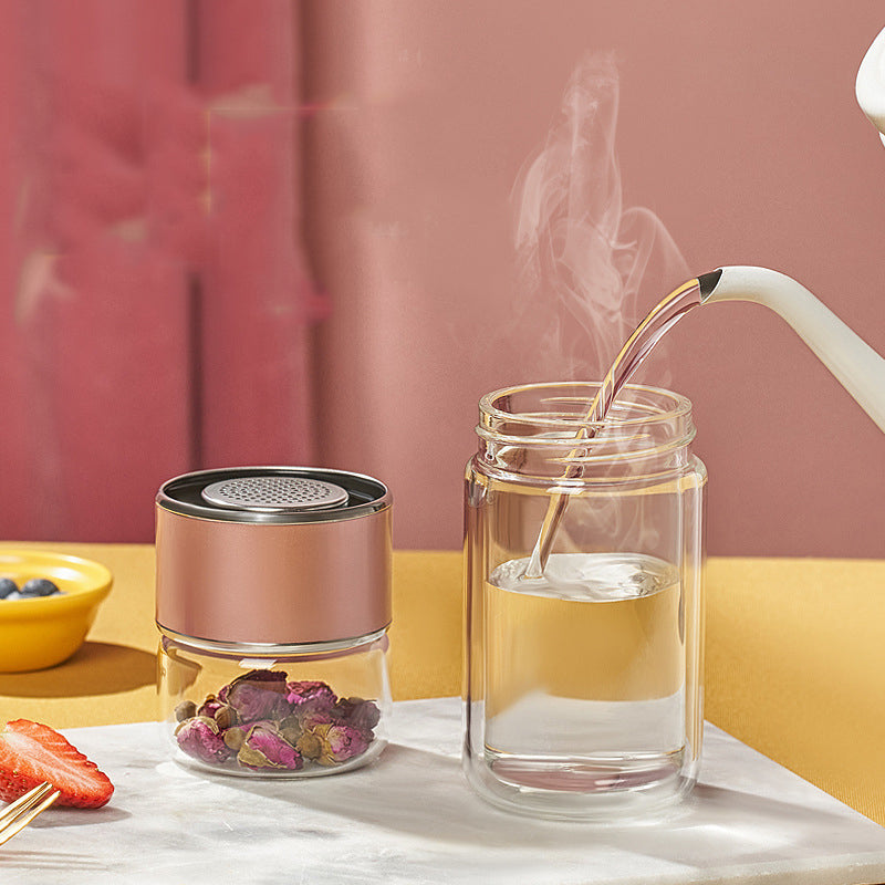 Portable Tea And Water Separation Double-Layer Glass