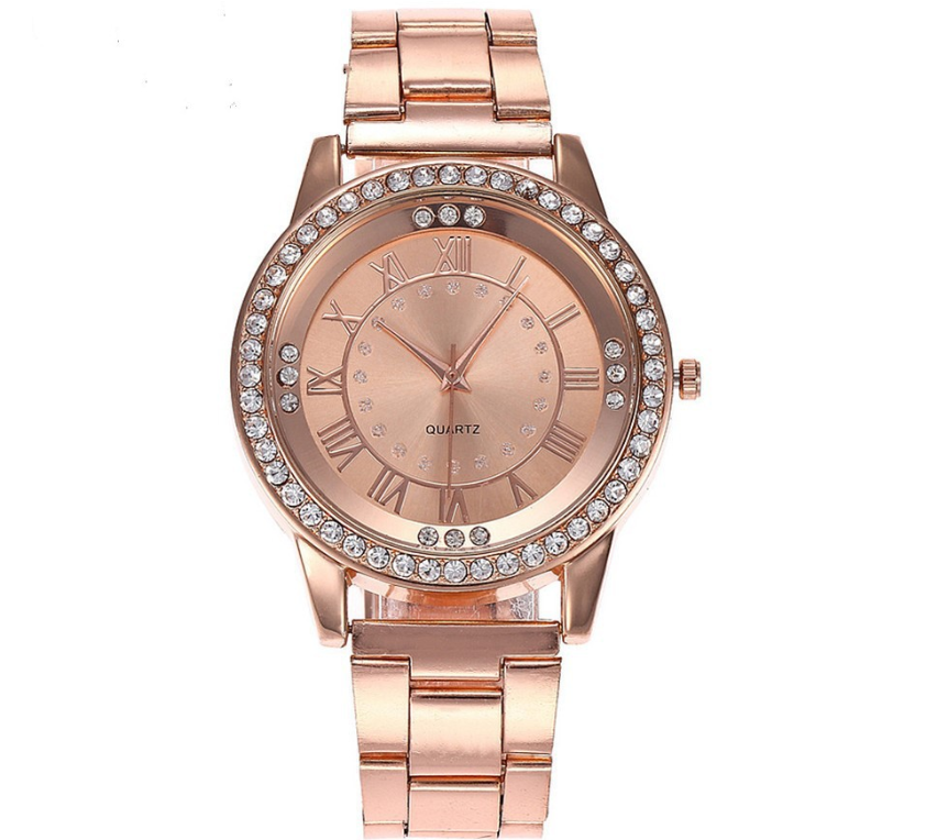 Vansvar Brand Rose Gold Watch Luxury Women Dress Rhinestone Quartz Watch Casual