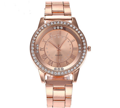 Vansvar Brand Rose Gold Watch Luxury Women Dress Rhinestone Quartz Watch Casual