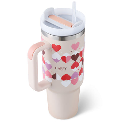 Day Gift Thermal Mug 40oz Straw Coffee Insulation Cup With Handle Portable Car Travel BPA Free