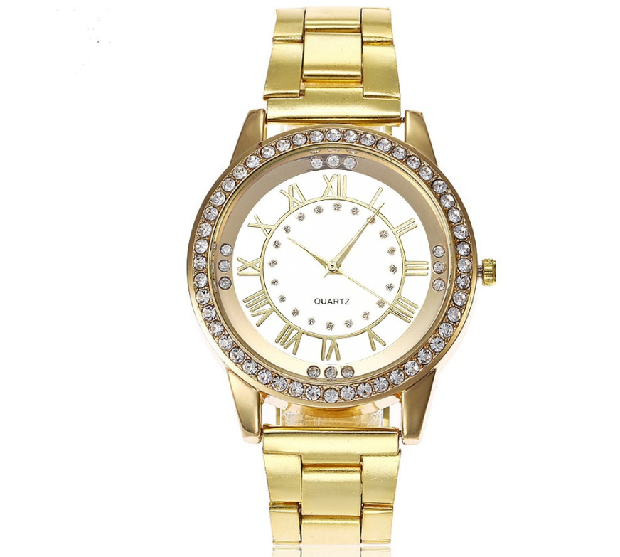 Vansvar Brand Rose Gold Watch Luxury Women Dress Rhinestone Quartz Watch Casual