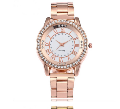 Vansvar Brand Rose Gold Watch Luxury Women Dress Rhinestone Quartz Watch Casual