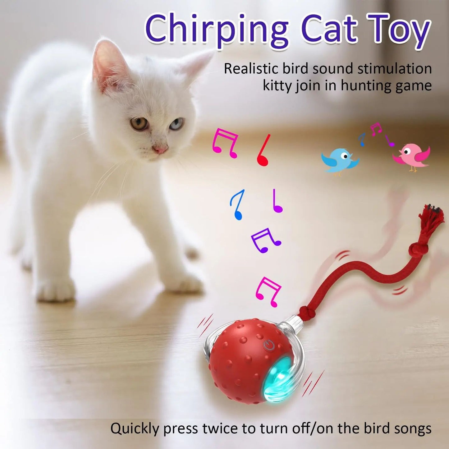 New Cat Rolling Ball Bird Chirping Interactive Cats Toys Mot