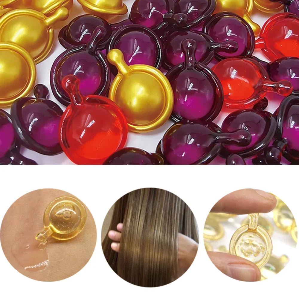 30pcs/bag Moroccan Hair Oil Smooth Silky Hair Vitamin Capsules Keratin Complex Oil.