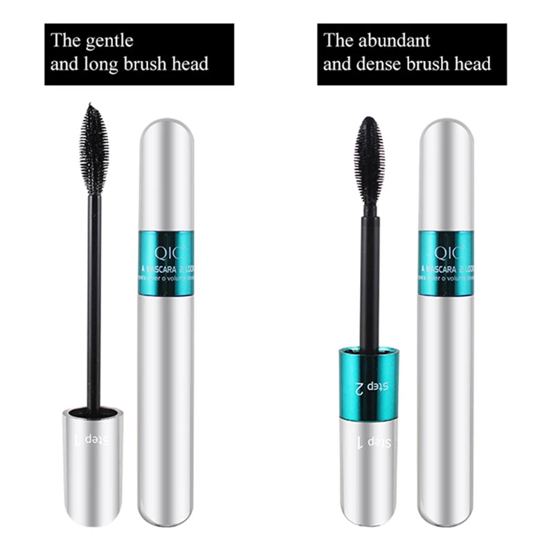 2 In 1 Eyelash 4D Lengthening Thick Black Mascara.