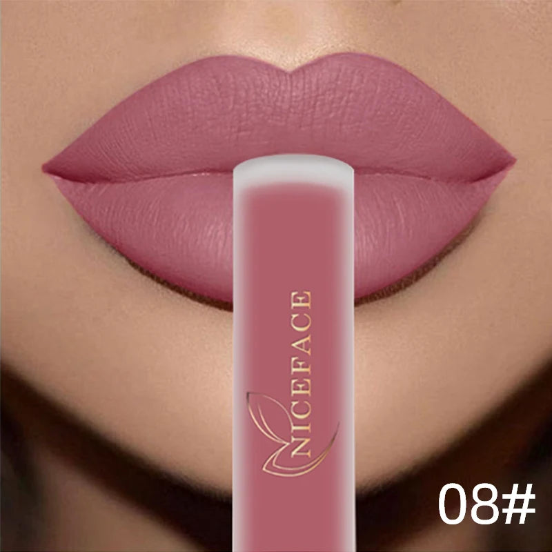 NICEFACE Nude Liquid Lipsticks Waterproof Velvet Matte Lip Gloss Long Lasting