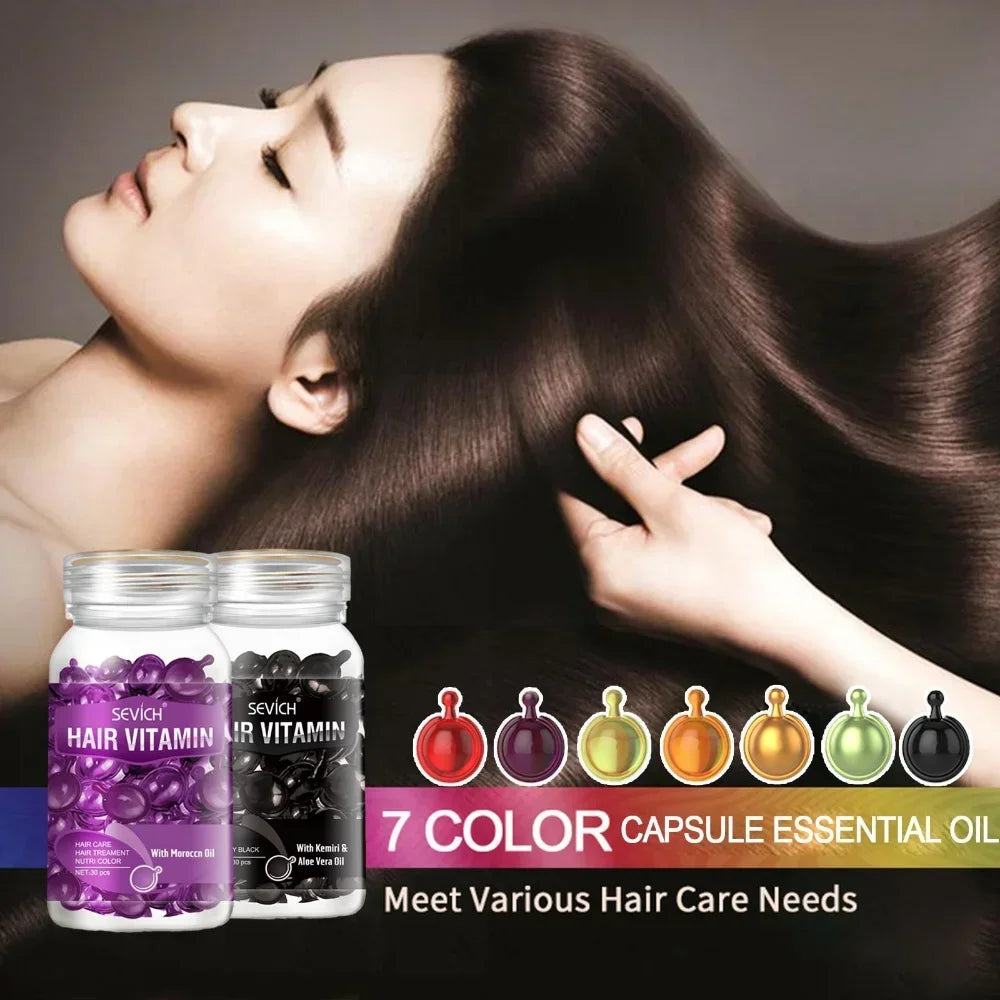 30pcs/bag Moroccan Hair Oil Smooth Silky Hair Vitamin Capsules Keratin Complex Oil.