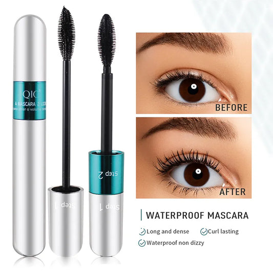 2 In 1 Eyelash 4D Lengthening Thick Black Mascara.