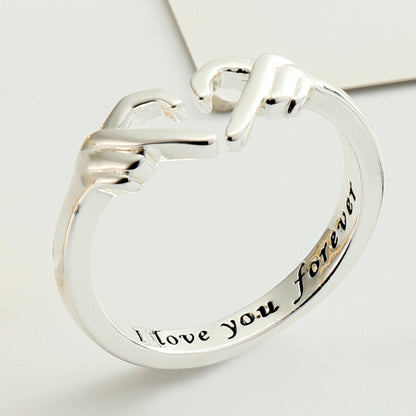 Romantic Heart Hand Hug Fashion Ring For Women Couple Jewelry.