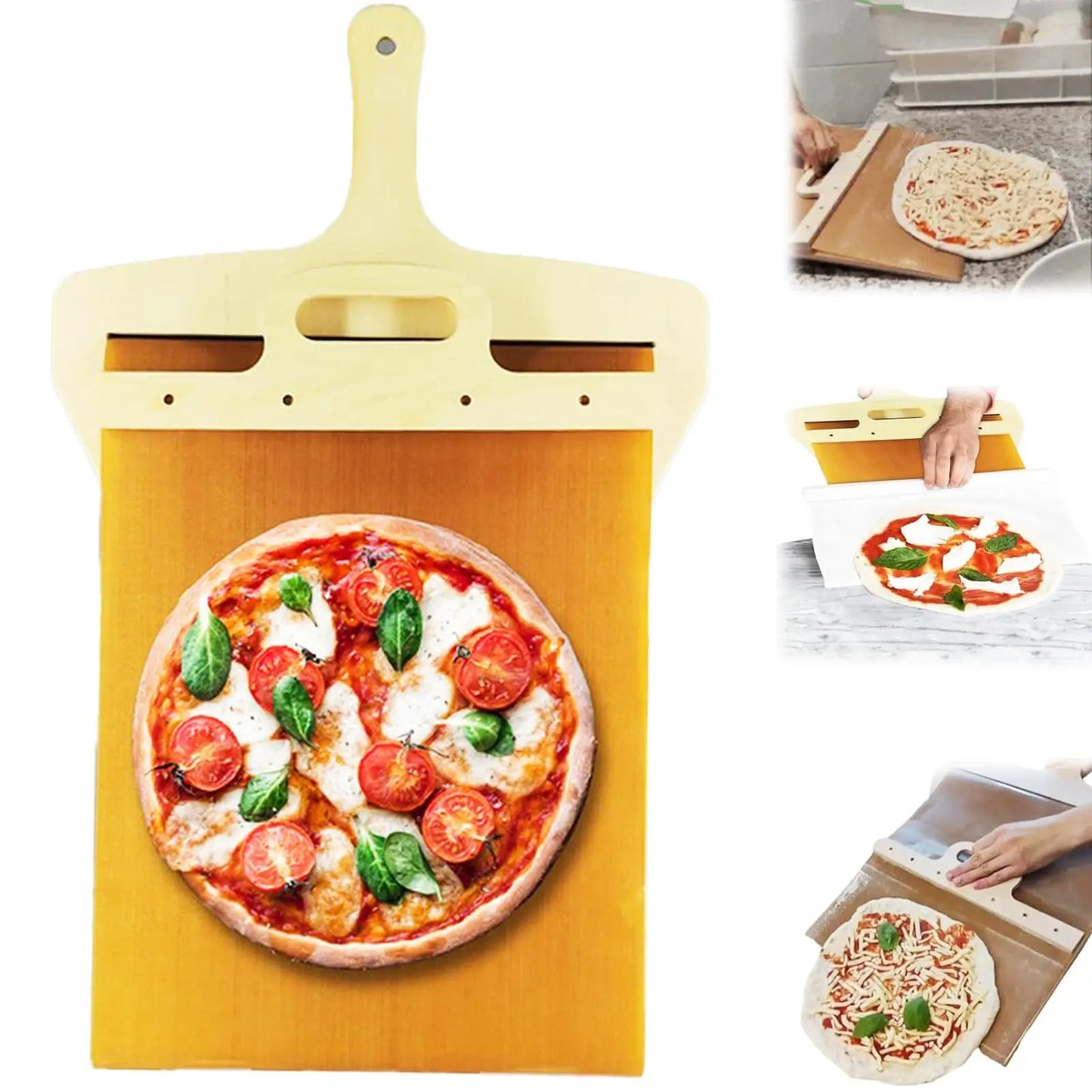 Kitchen Gadgets Sliding Pizza Shovel Non-Stick Cutting Board.