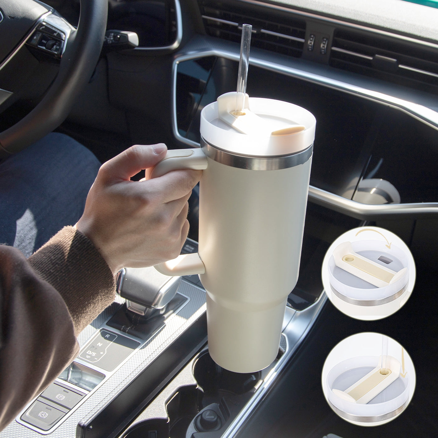 Day Gift Thermal Mug 40oz Straw Coffee Insulation Cup With Handle Portable Car Travel BPA Free